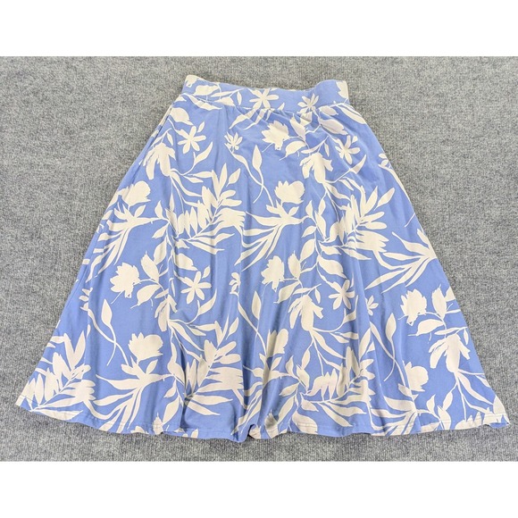 Pact Dresses & Skirts - Pact Organic Cotton Midi Skirt Blue Floral Leaf Print Jersey Knit Medium